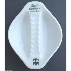 Vintage Porcelain Royal Caribbean Cruise Line Double Sided Advertising Ashtray